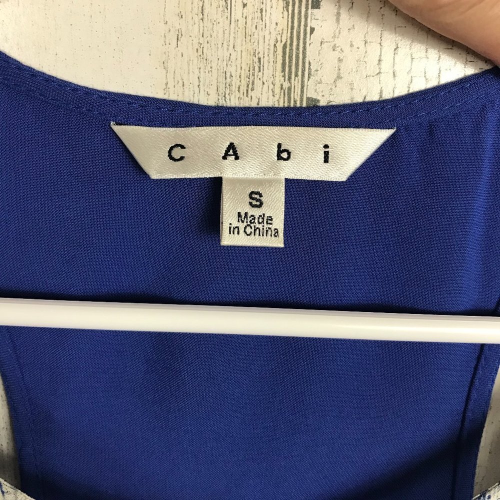 CAbi floral dress 2 piece midi length blue white flowy sleeveless beachy coastal - Picture 2 of 6